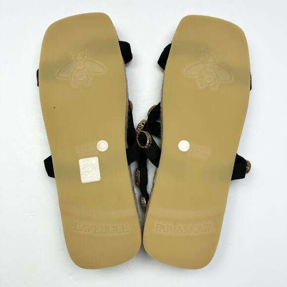 GUCCI Emerald Crystal Embellished Espadrilles Sandals EU 40 US 10 Green Black - Picture 10 of 13